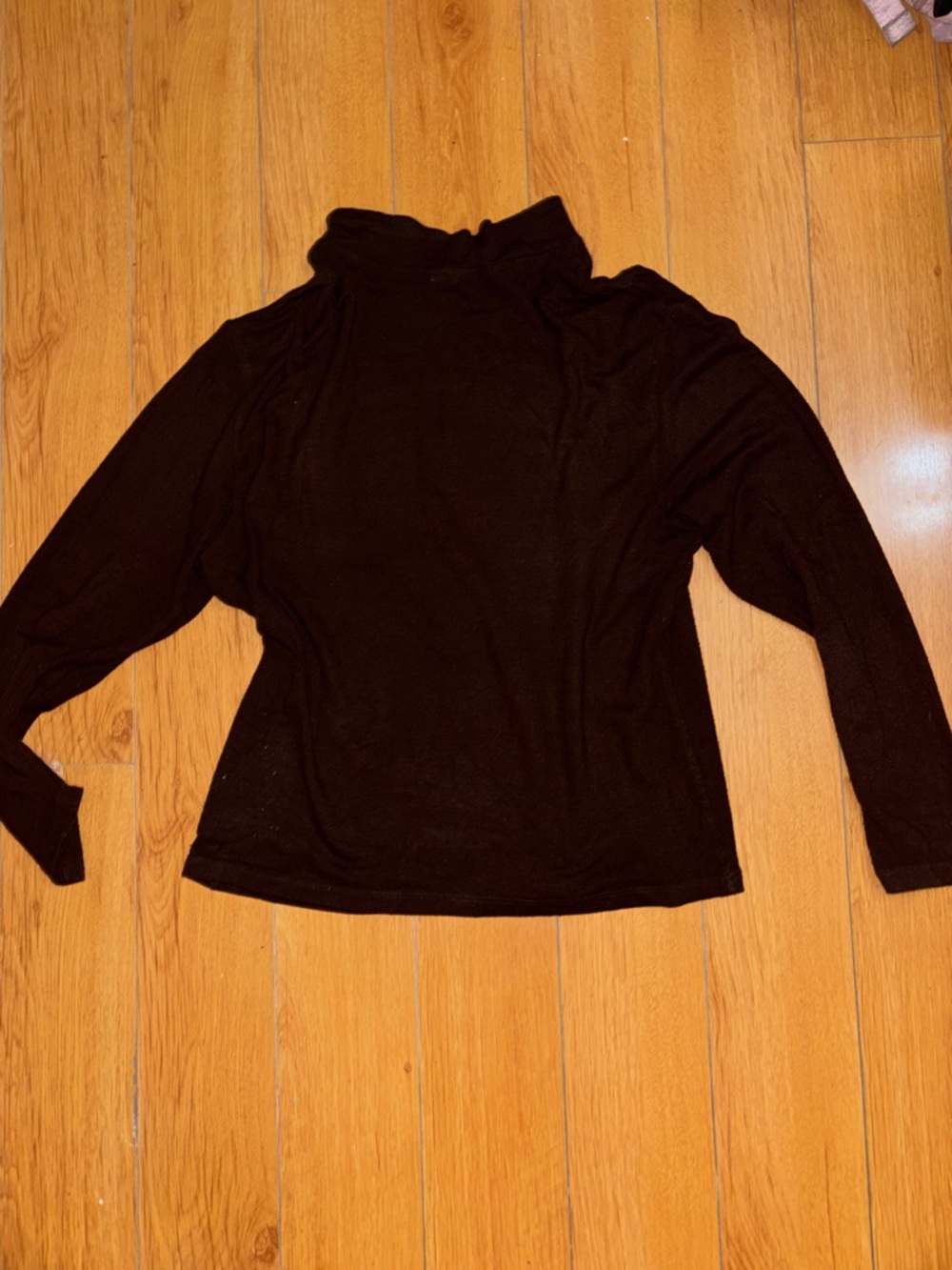 Black Mock Neck Long Sleeve Top